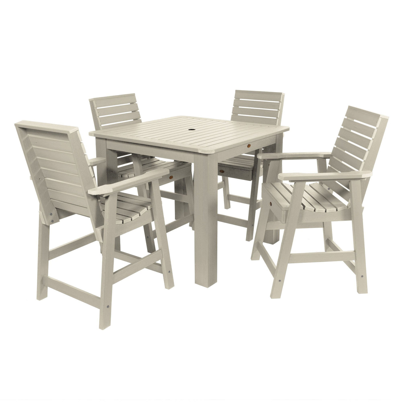 Weatherly 5pc Square Dining Set 42in x 42in- Counter Height Dining Highwood USA Whitewash 