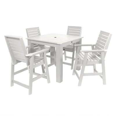 Weatherly 5pc Square Dining Set 42in x 42in- Counter Height Dining Highwood USA White 