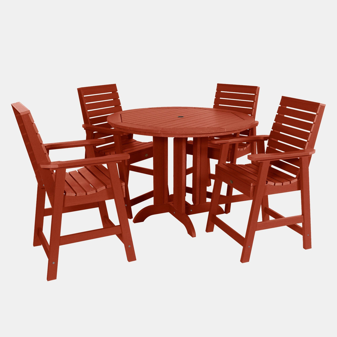 Weatherly 5pc 48in Round Dining Set - Counter Height Dining Highwood USA Rustic Red 
