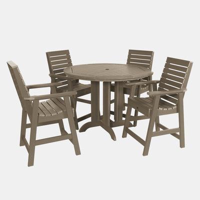 Weatherly 5pc 48in Round Dining Set - Counter Height Dining Highwood USA Woodland Brown 