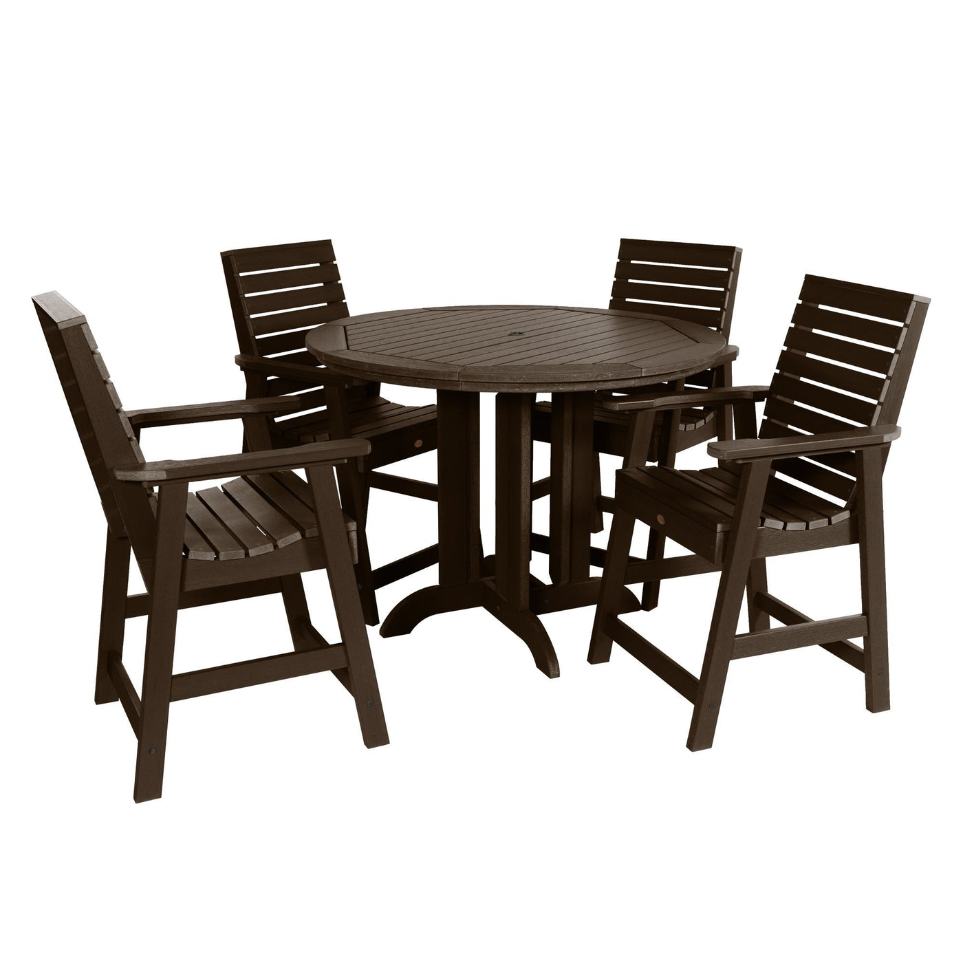 Weatherly 5pc 48in Round Dining Set - Counter Height Dining Highwood USA Weathered Acorn 
