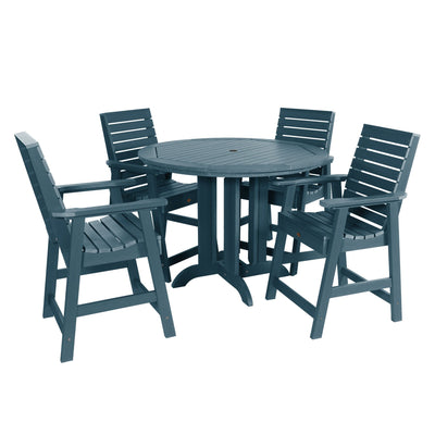 Weatherly 5pc 48in Round Dining Set - Counter Height Dining Highwood USA Nantucket Blue 