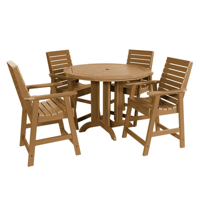 Weatherly 5pc 48in Round Dining Set - Counter Height Dining Highwood USA Toffee 