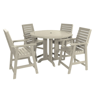 Weatherly 5pc 48in Round Dining Set - Counter Height Dining Highwood USA Whitewash 