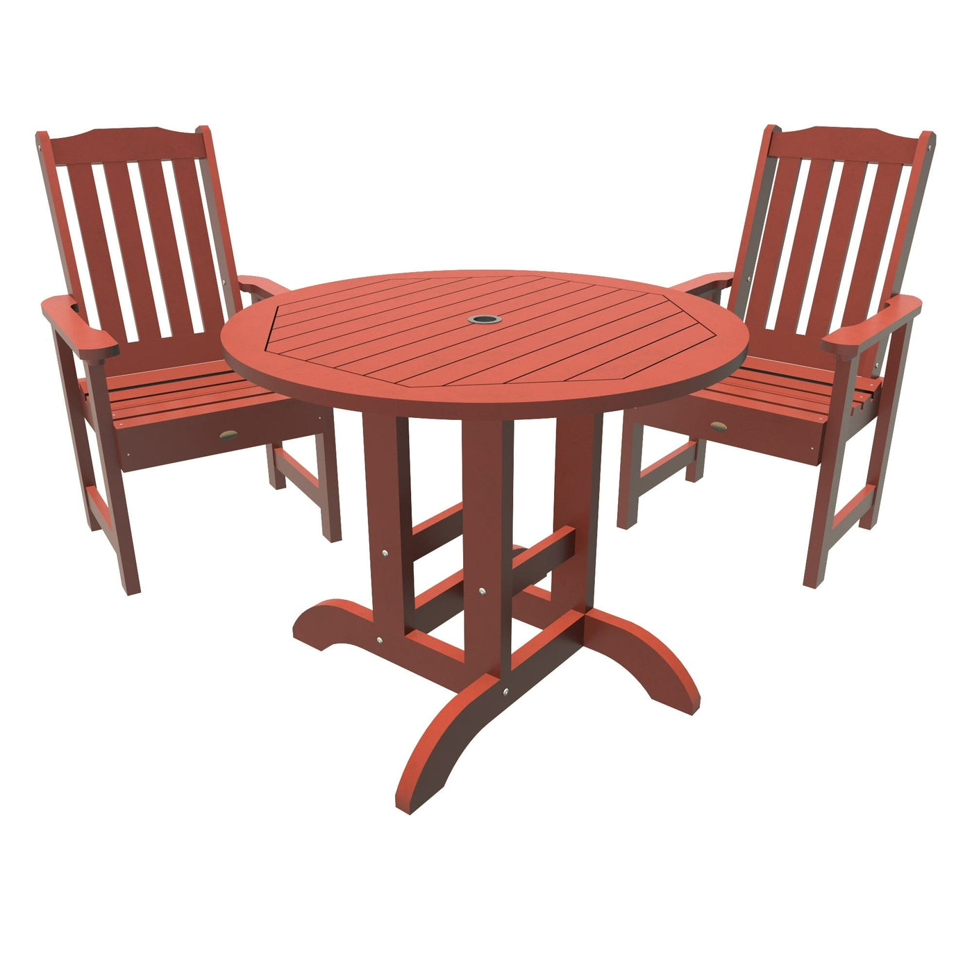 Lehigh 3pc 36in Round Dining Set - Dining Height Dining Highwood USA Rustic Red 