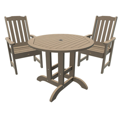Lehigh 3pc 36in Round Dining Set - Dining Height Dining Highwood USA Woodland Brown 