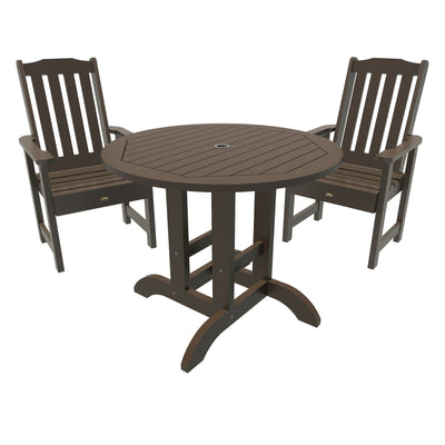 Lehigh 3pc 36in Round Dining Set - Dining Height Dining Highwood USA Weathered Acorn 