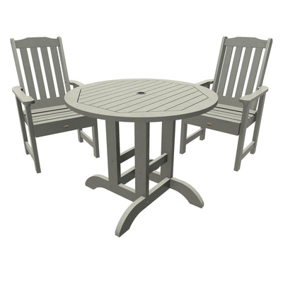 Lehigh 3pc 36in Round Dining Set - Dining Height Dining Highwood USA Coastal Teak 