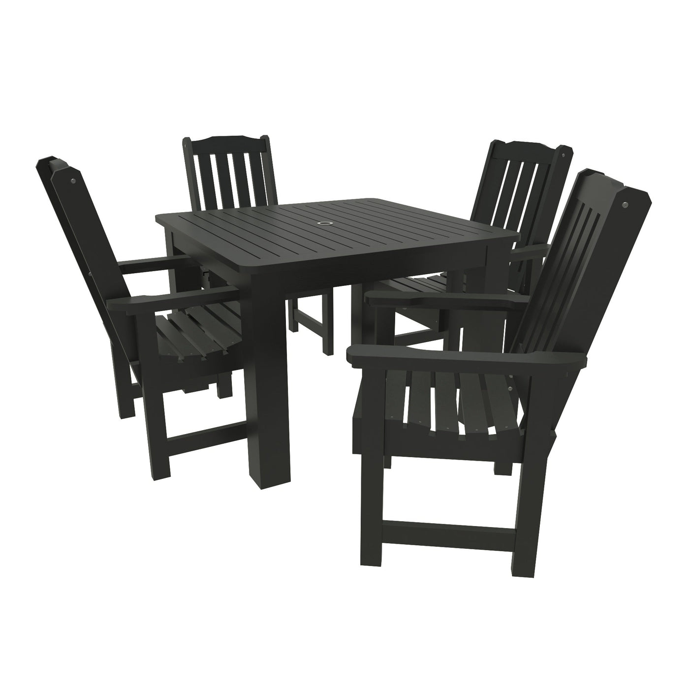 Lehigh 5pc Square Dining Set 42in x 42in - Dining Height Dining Highwood USA Black 