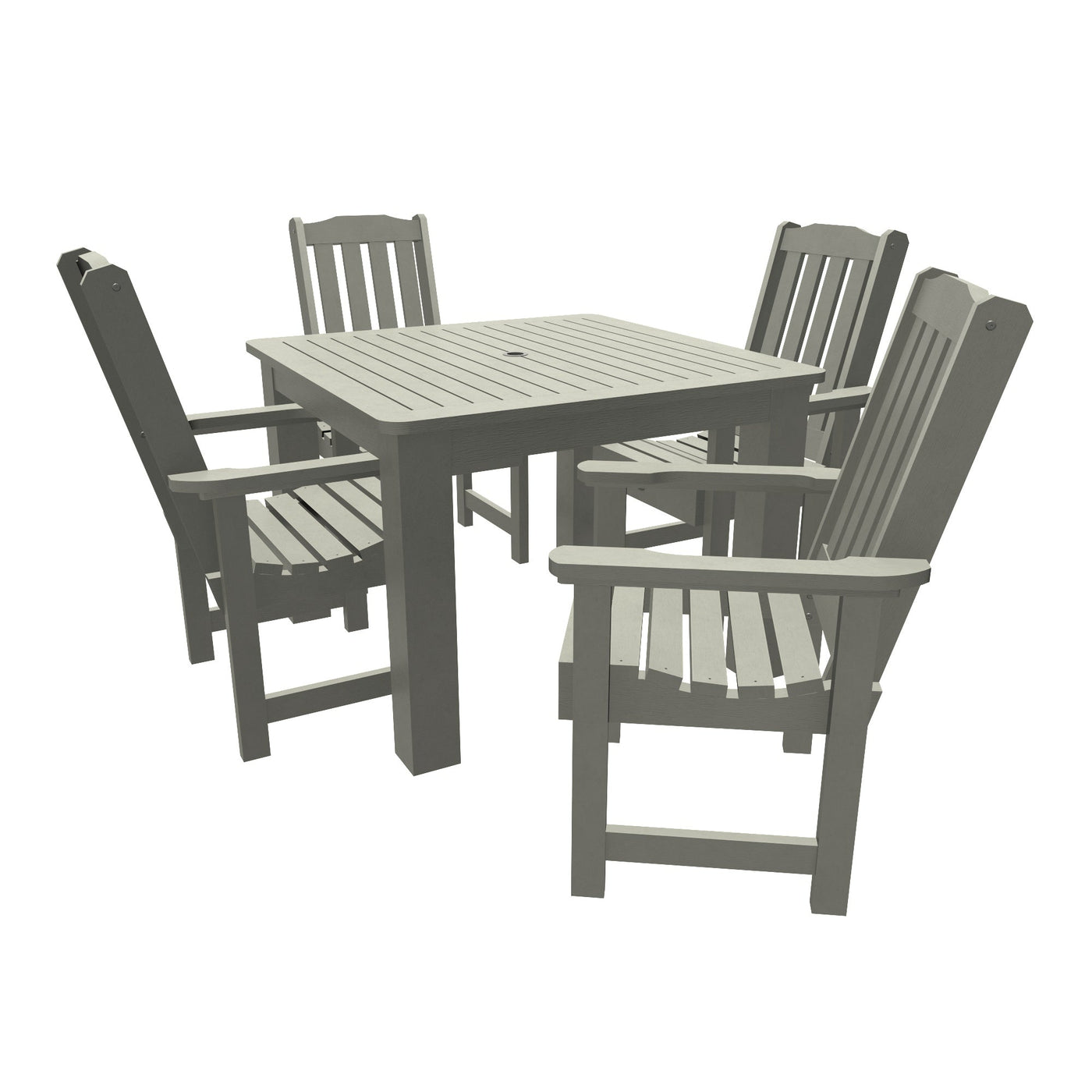 Lehigh 5pc Square Dining Set 42in x 42in - Dining Height Dining Highwood USA Coastal Teak 