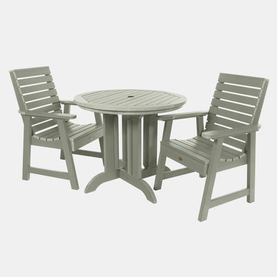 Weatherly 3pc 36in Round Dining Set - Dining Height Dining Highwood USA Eucalyptus 