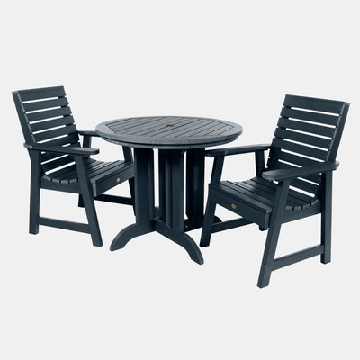 Weatherly 3pc 36in Round Dining Set - Dining Height Dining Highwood USA Federal Blue 