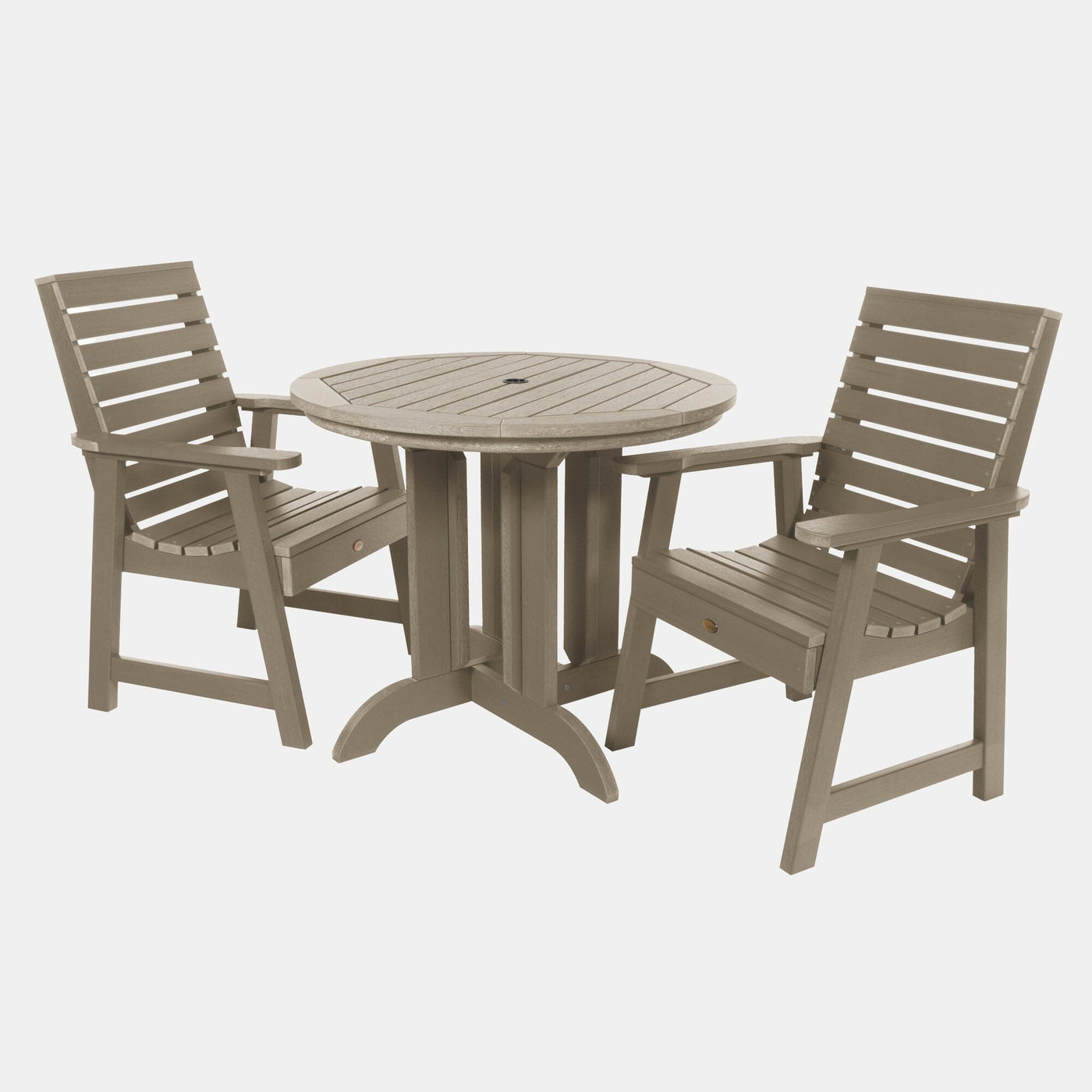 Weatherly 3pc 36in Round Dining Set - Dining Height Dining Highwood USA Woodland Brown 