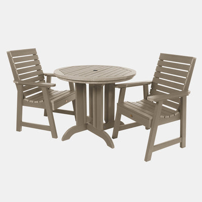 Weatherly 3pc 36in Round Dining Set - Dining Height Dining Highwood USA Woodland Brown 