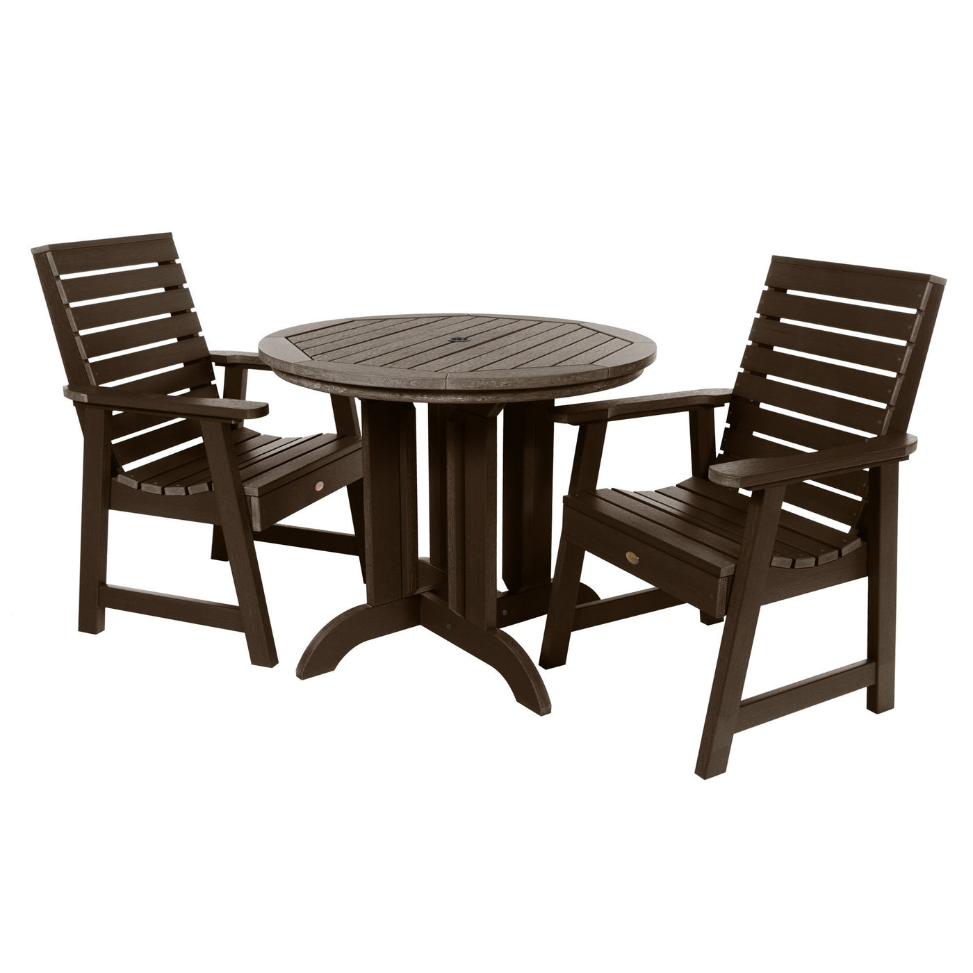 Weatherly 3pc 36in Round Dining Set - Dining Height Dining Highwood USA Weathered Acorn 
