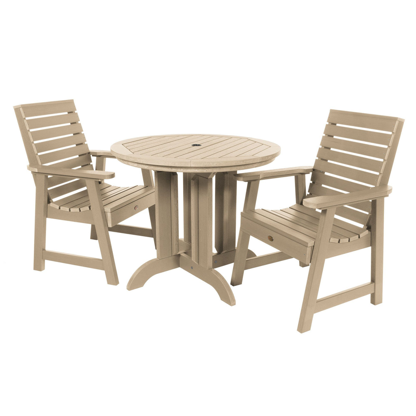 Weatherly 3pc 36in Round Dining Set - Dining Height Dining Highwood USA Tuscan Taupe 