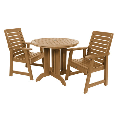Weatherly 3pc 36in Round Dining Set - Dining Height Dining Highwood USA Toffee 