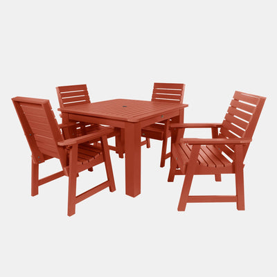 Weatherly 5pc Square Dining Set 42in x 42in - Dining Height Dining Highwood USA Rustic Red 