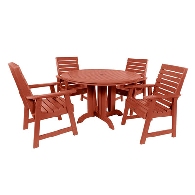 Weatherly 5pc 48in Round Dining Set - Dining Height Dining Highwood USA Rustic Red 