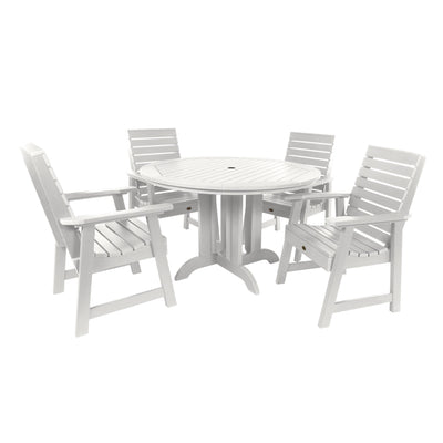 Weatherly 5pc 48in Round Dining Set - Dining Height Dining Highwood USA White 