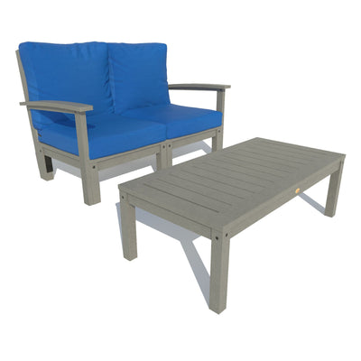 Bespoke Deep Seating: Loveseat and Conversation Table Deep Seating Highwood USA Cobalt Blue Coastal Teak 