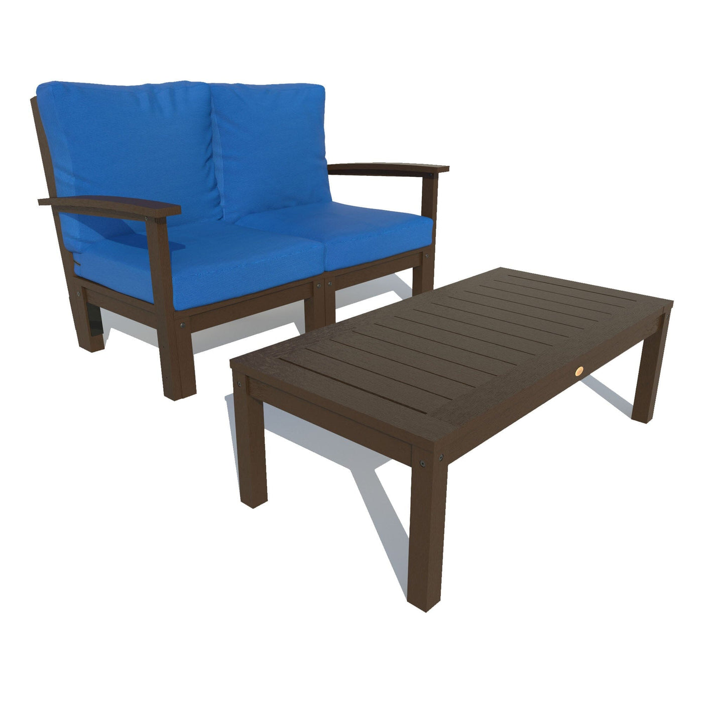 Bespoke Deep Seating: Loveseat and Conversation Table Deep Seating Highwood USA Cobalt Blue Weathered Acorn 