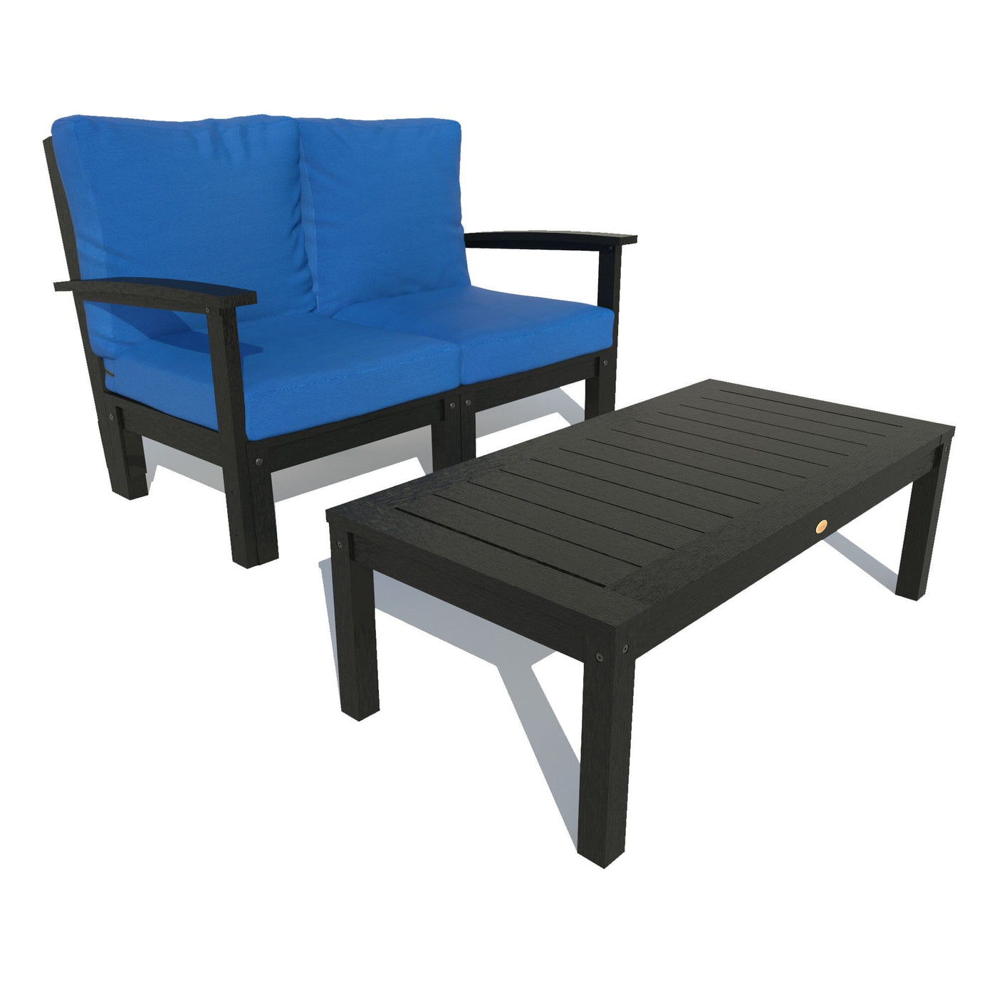 Bespoke Deep Seating: Loveseat and Conversation Table Deep Seating Highwood USA Cobalt Blue Black 