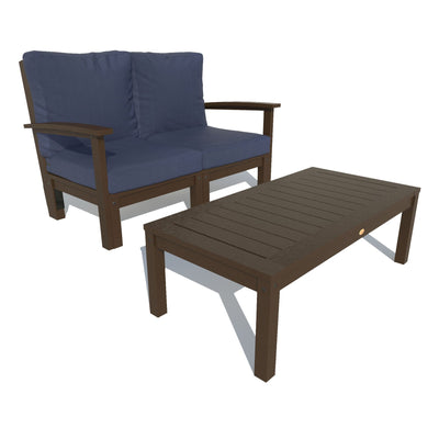 Bespoke Deep Seating: Loveseat and Conversation Table Deep Seating Highwood USA Navy Blue Weathered Acorn 