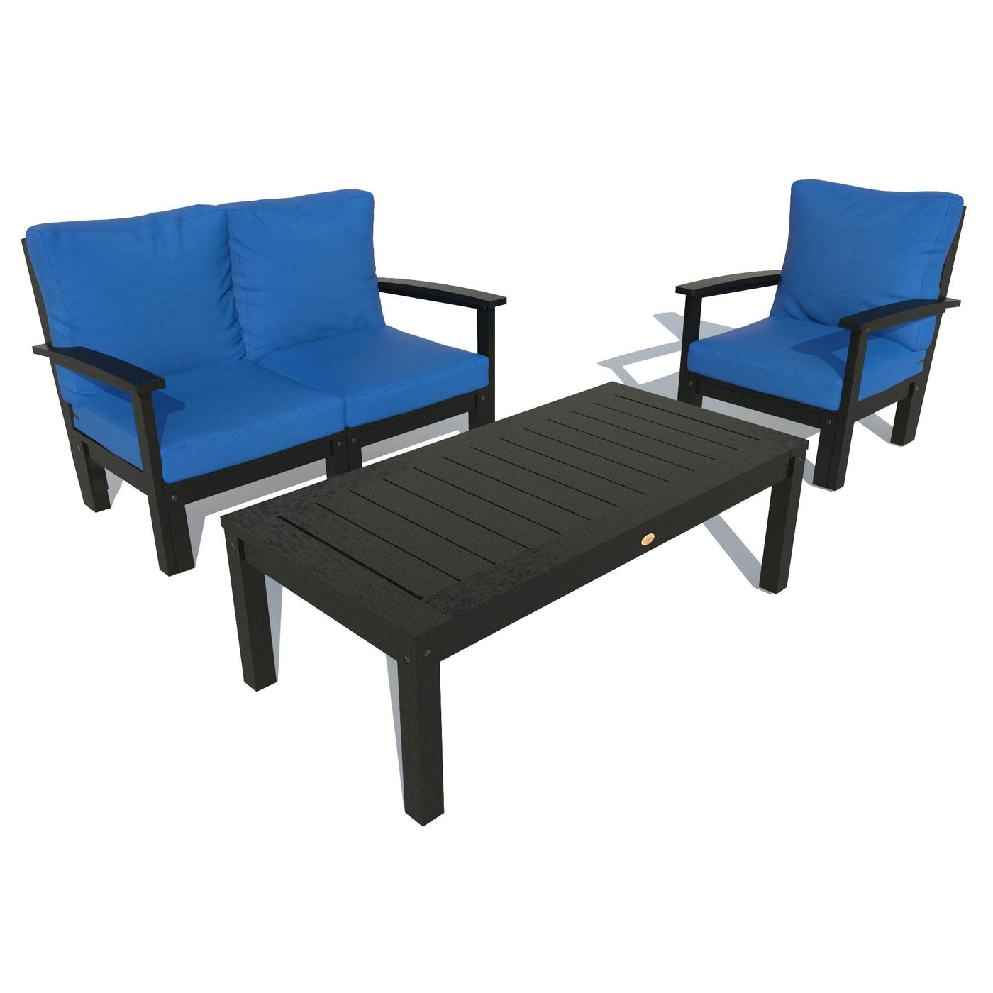 Bespoke Deep Seating: Loveseat, Chair and Conversation Table Deep Seating Highwood USA Cobalt Blue Black 