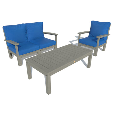 Bespoke Deep Seating: Loveseat, Chair and Conversation Table Deep Seating Highwood USA Cobalt Blue Coastal Teak 
