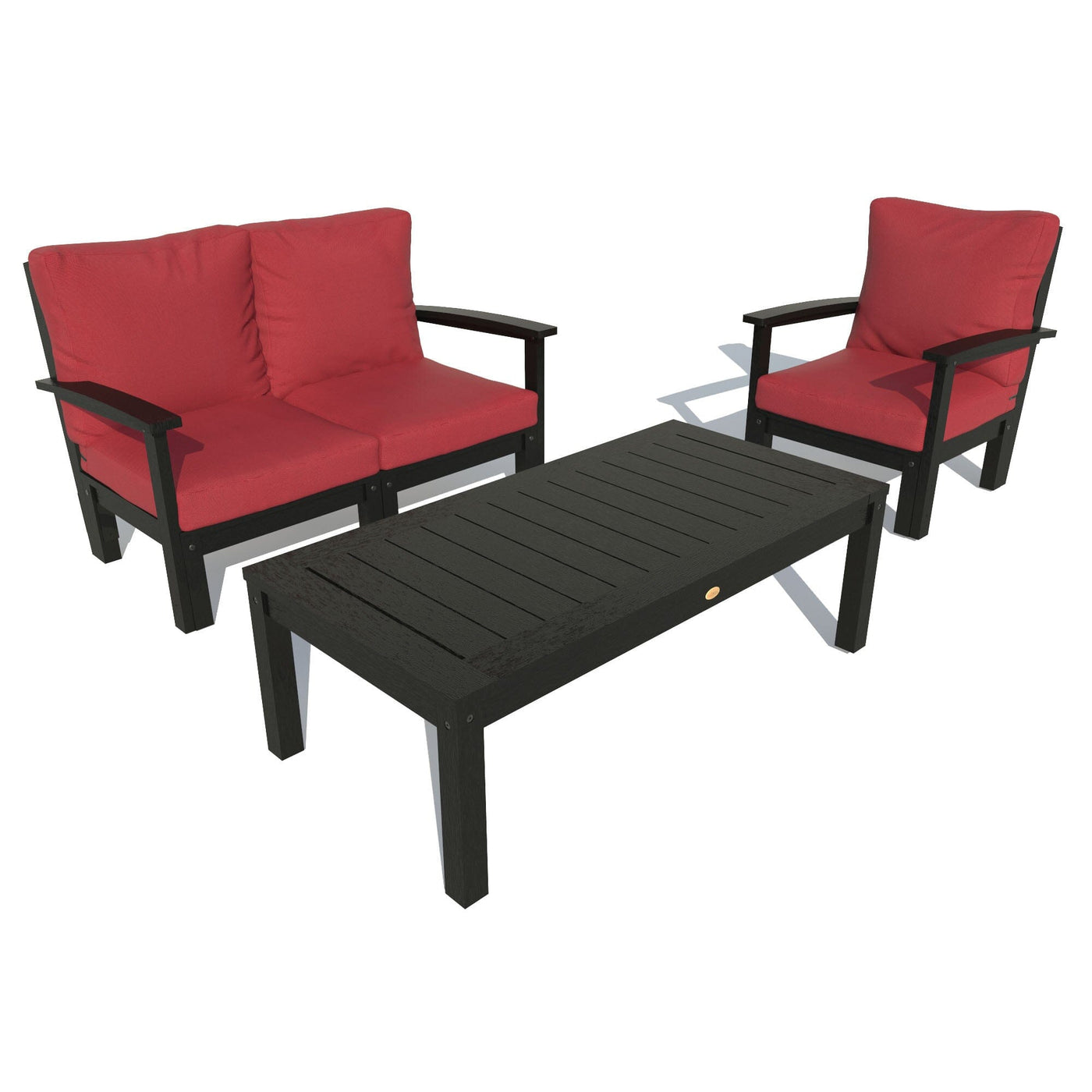 Bespoke Deep Seating: Loveseat, Chair and Conversation Table Deep Seating Highwood USA Firecracker Red Black 