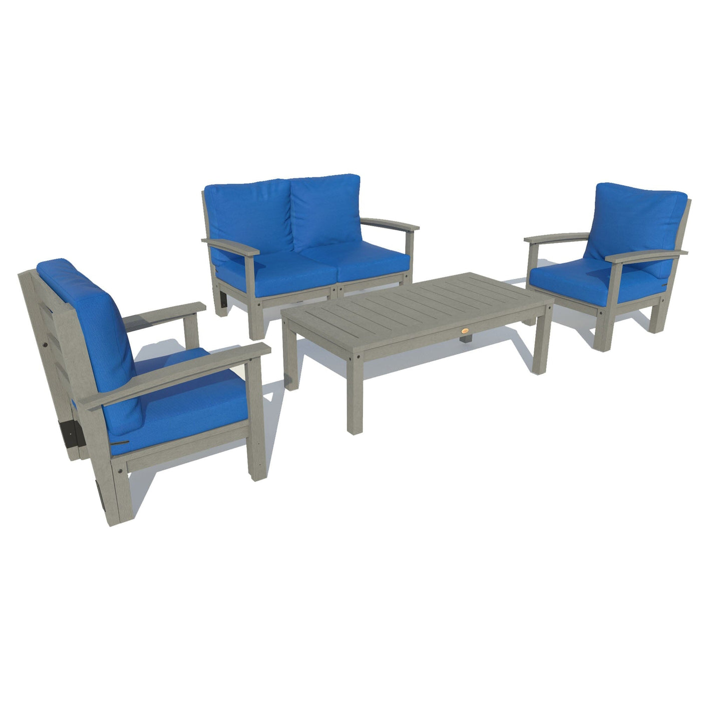 Bespoke Deep Seating: Loveseat, 2 Chair Set, and Conversation Table Deep Seating Highwood USA Cobalt Blue Coastal Teak 