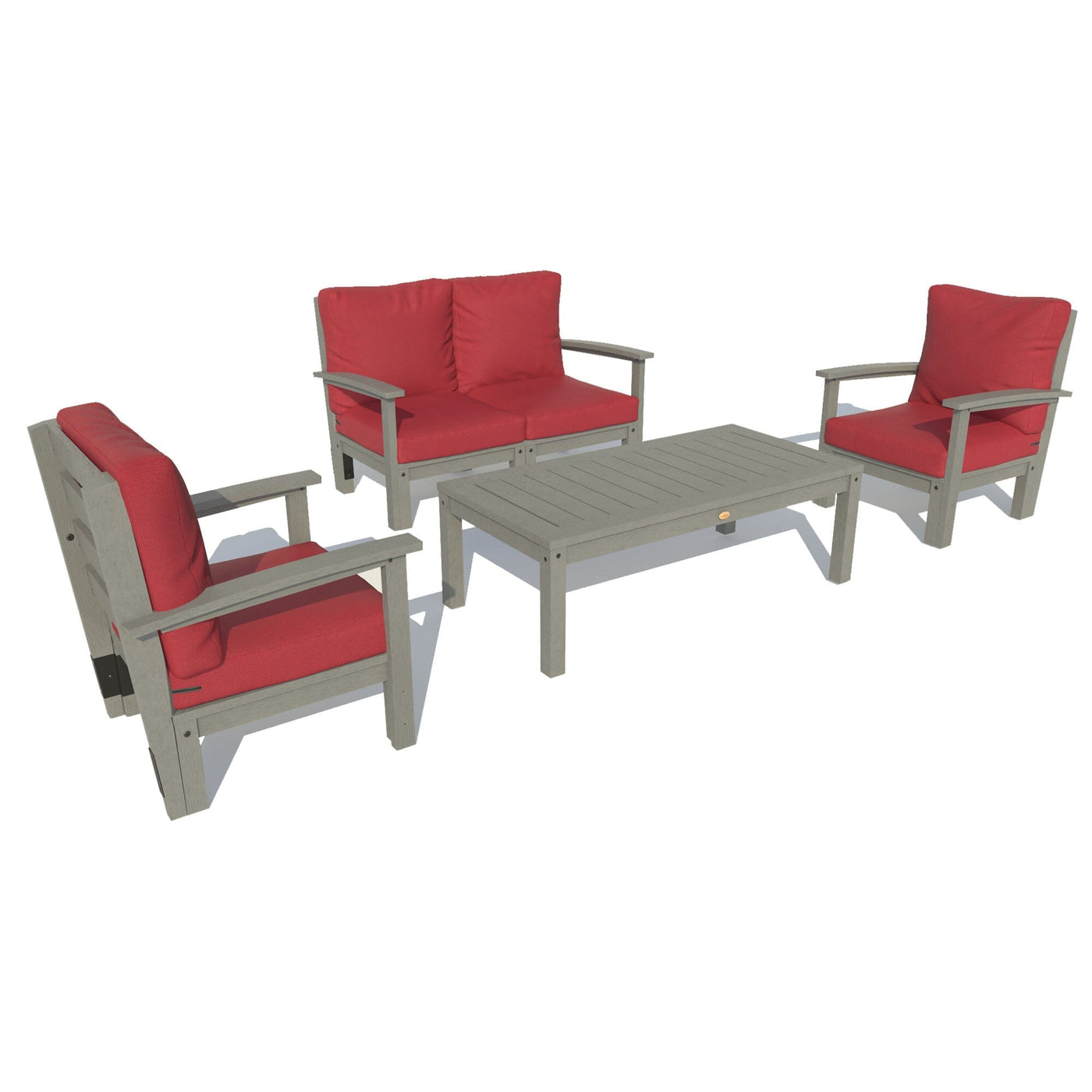 Bespoke Deep Seating: Loveseat, 2 Chair Set, and Conversation Table Deep Seating Highwood USA Firecracker Red Coastal Teak 
