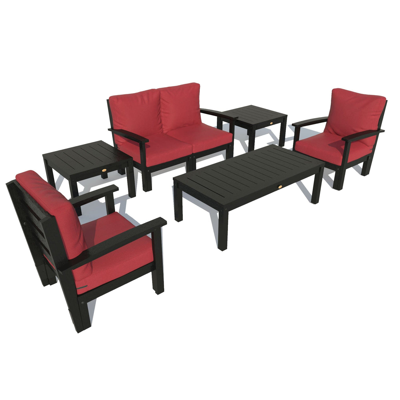 Bespoke Deep Seating: Loveseat, Set of 2 Chairs, Conversation Table, and 2 Side Tables Deep Seating Highwood USA Firecracker Red Black 