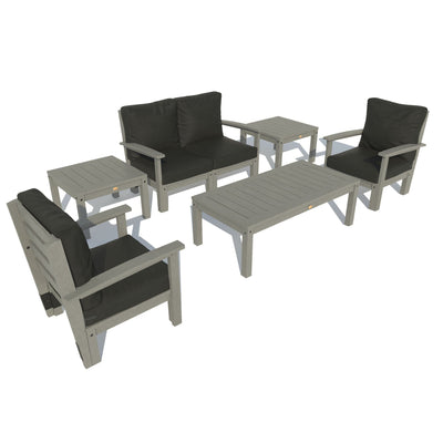 Bespoke Deep Seating: Loveseat, Set of 2 Chairs, Conversation Table, and 2 Side Tables Deep Seating Highwood USA Jet Black Coastal Teak 