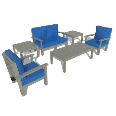 Bespoke Deep Seating: Loveseat, Set of 2 Chairs, Conversation Table, and 2 Side Tables Deep Seating Highwood USA Cobalt Blue Coastal Teak 