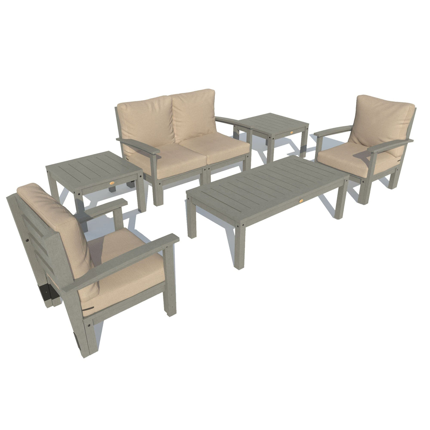 Bespoke Deep Seating: Loveseat, Set of 2 Chairs, Conversation Table, and 2 Side Tables Deep Seating Highwood USA Driftwood Coastal Teak 