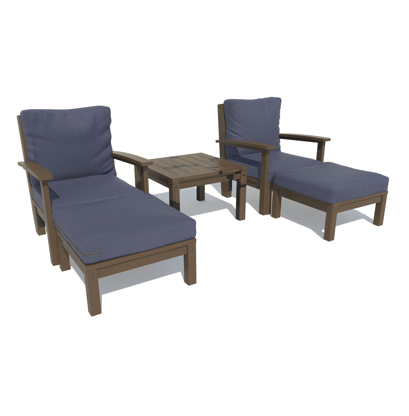 Bespoke Deep Seating: Chaise Set with Side Table Deep Seating Highwood USA Navy Weathered Acorn 