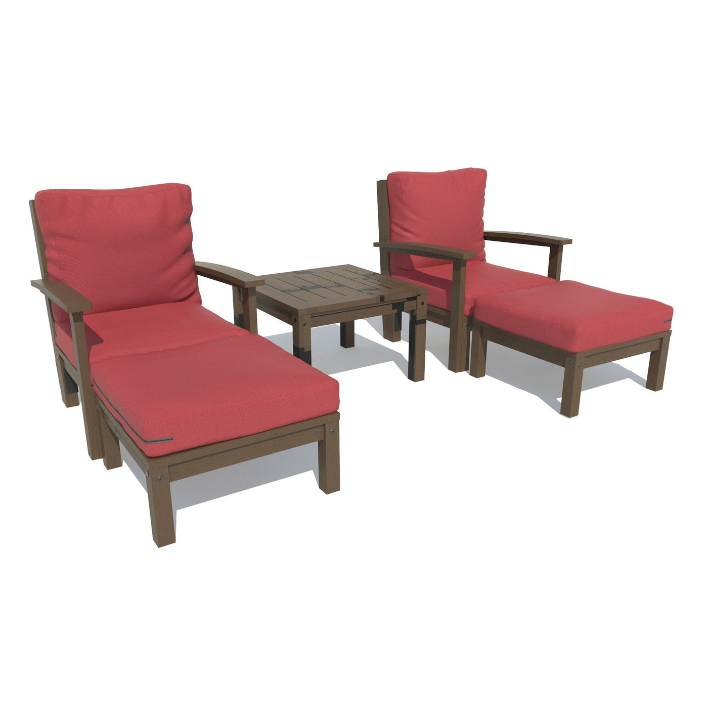 Bespoke Deep Seating: Chaise Set with Side Table Deep Seating Highwood USA Firecracker Red Weathered Acorn 