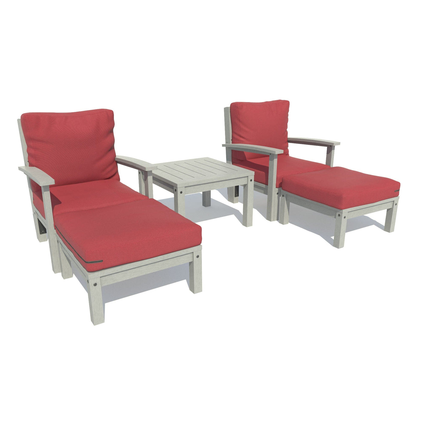 Bespoke Deep Seating: Chaise Set with Side Table Deep Seating Highwood USA Firecracker Red Coastal Teak 