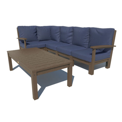 Bespoke Deep Seating: 6 Piece Sectional Set with Conversation Table Deep Seating Highwood USA Navy Weathered Acorn 