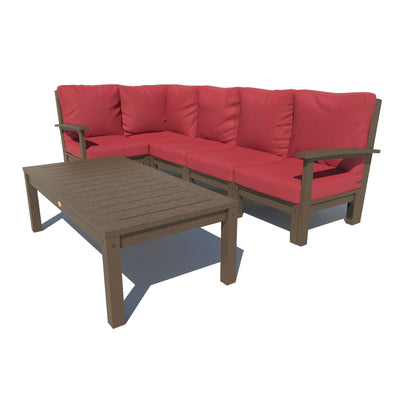Bespoke Deep Seating: 6 Piece Sectional Set with Conversation Table Deep Seating Highwood USA Firecracker Red Weathered Acorn 