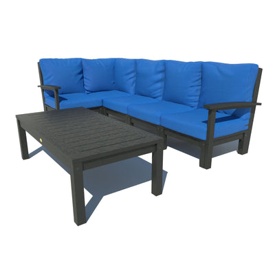 Bespoke Deep Seating: 6 Piece Sectional Set with Conversation Table Deep Seating Highwood USA Cobalt Blue Black 