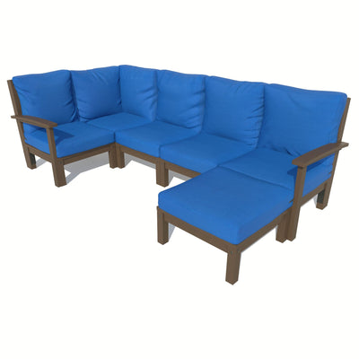 Bespoke Deep Seating: 6 Piece Sectional Set with Ottoman Deep Seating Highwood USA Cobalt Blue Weathered Acorn 