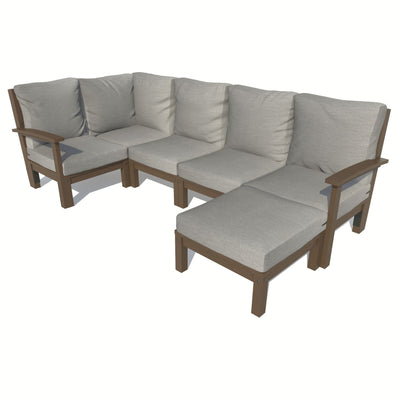 Bespoke Deep Seating: 6 Piece Sectional Set with Ottoman Deep Seating Highwood USA Stone Gray Weathered Acorn 