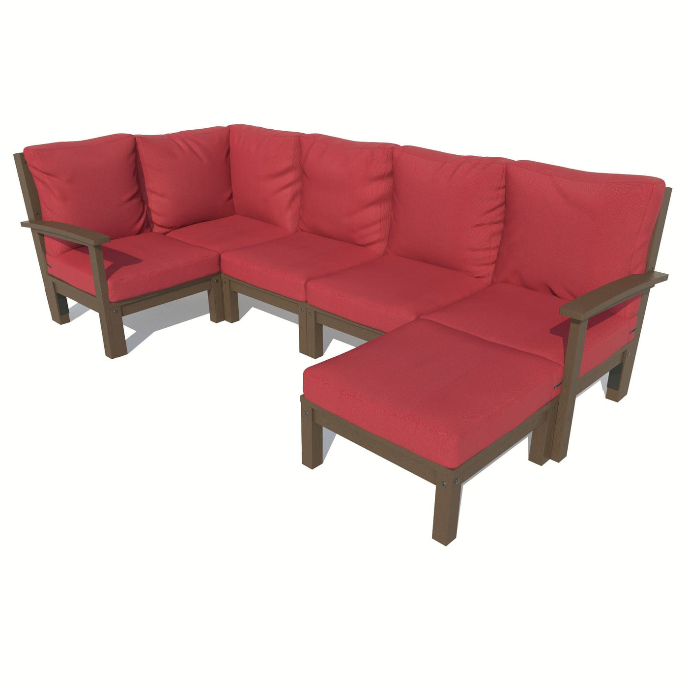 Bespoke Deep Seating: 6 Piece Sectional Set with Ottoman Deep Seating Highwood USA Firecracker Red Weathered Acorn 