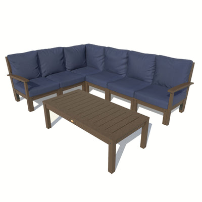 Bespoke Deep Seating: 7 Piece Sectional Sofa Set with Conversation Table Deep Seating Highwood USA Navy Weathered Acorn 