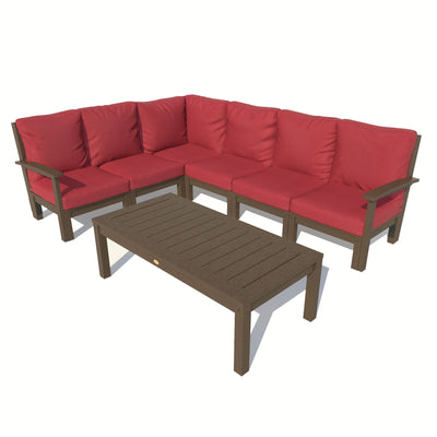 Bespoke Deep Seating: 7 Piece Sectional Sofa Set with Conversation Table Deep Seating Highwood USA Firecracker Red Weathered Acorn 