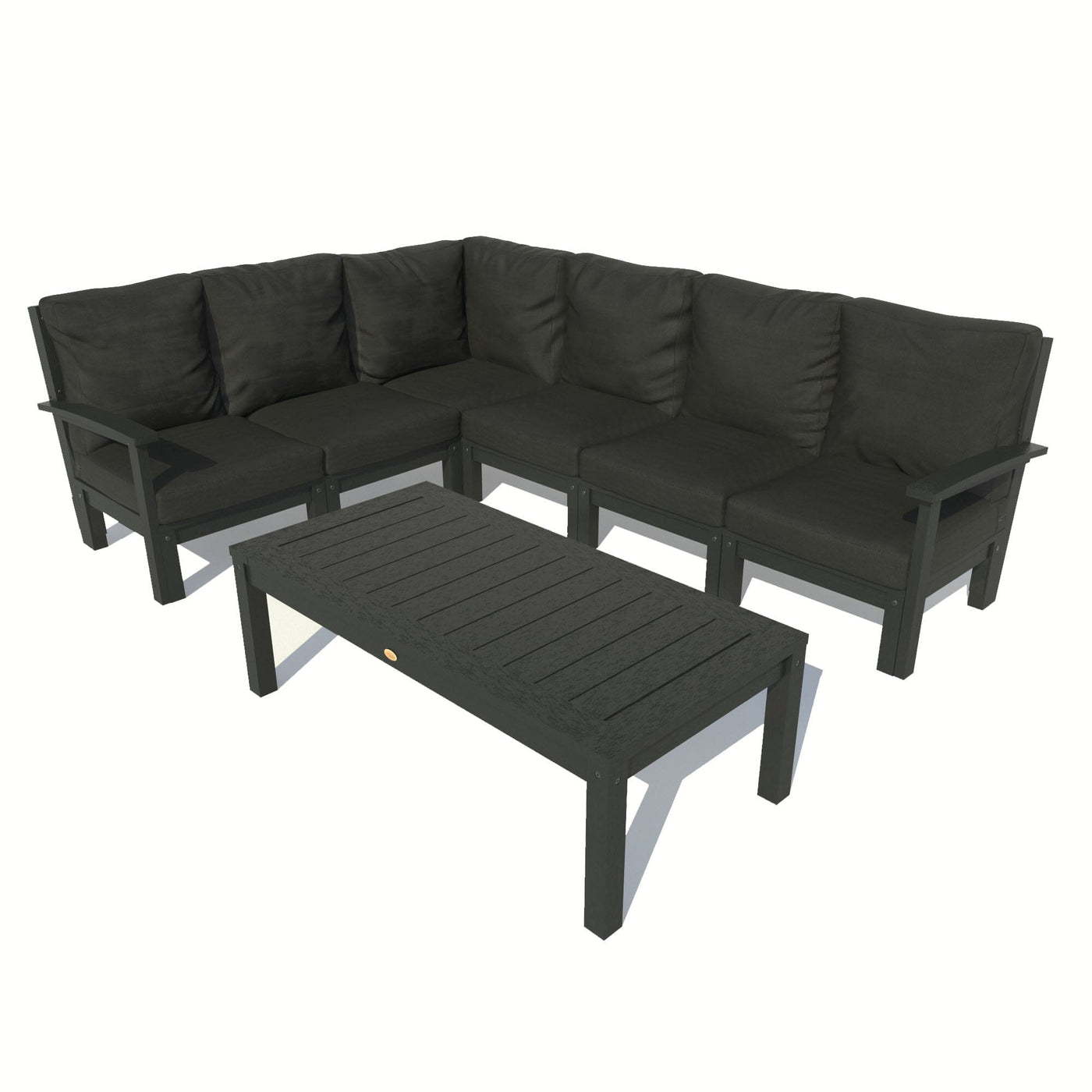 Bespoke Deep Seating: 7 Piece Sectional Sofa Set with Conversation Table Deep Seating Highwood USA Jet Black Black 