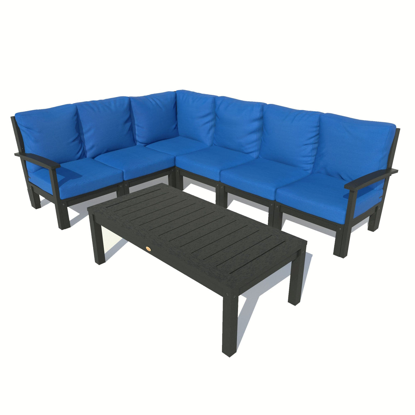 Bespoke Deep Seating: 7 Piece Sectional Sofa Set with Conversation Table Deep Seating Highwood USA Cobalt Blue Black 